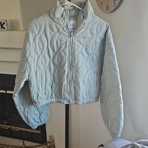 Light Sage Quilted Zip-Up Puffer Jacket